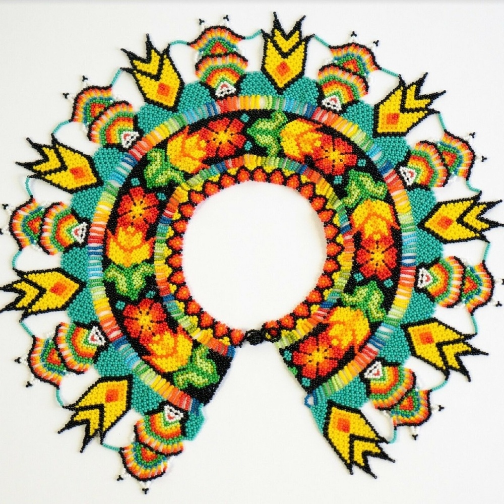 Handmade Indigenous Rainbow Beaded Embera Necklace